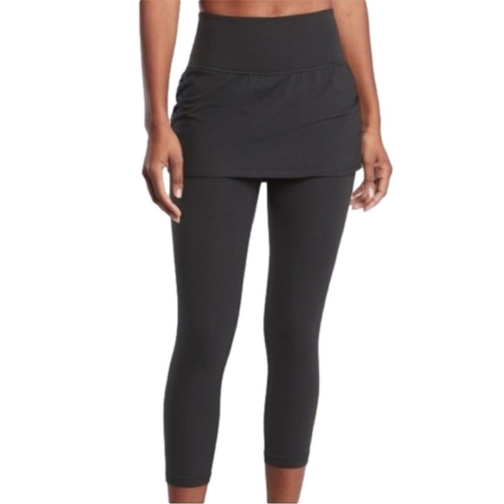 Athleta Black Elation 2 in 1 7/8 Tight Leggings w/ Skirt Size XS black Yoga